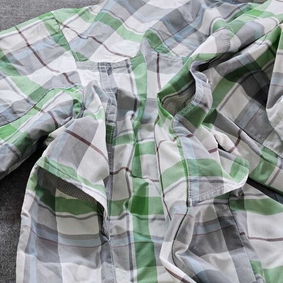 Columbia Shirt Men L Plaid LS Roll Up Tab Pockets Outdoor Sun Protect Vents Mesh - Picture 15 of 16
